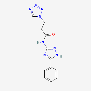 molecular formula C12H12N8O B13354532 N-(3-phenyl-1H-1,2,4-triazol-5-yl)-3-(1H-tetrazol-1-yl)propanamide 