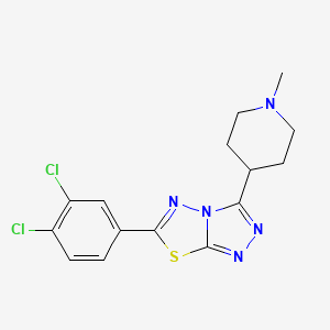 molecular formula C15H15Cl2N5S B13354611 6-(3,4-Dichlorophenyl)-3-(1-methyl-4-piperidinyl)[1,2,4]triazolo[3,4-b][1,3,4]thiadiazole 