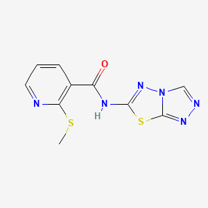 molecular formula C10H8N6OS2 B13354646 N-([1,2,4]Triazolo[3,4-b][1,3,4]thiadiazol-6-yl)-2-(methylthio)nicotinamide 