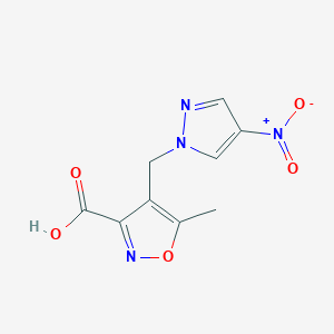 molecular formula C9H8N4O5 B1335470 5-methyl-4-[(4-nitro-1H-pyrazol-1-yl)methyl]isoxazole-3-carboxylic acid CAS No. 956758-72-8