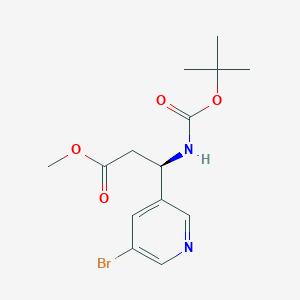 molecular formula C14H19BrN2O4 B13354909 Methyl (R)-3-(5-bromopyridin-3-yl)-3-((tert-butoxycarbonyl)amino)propanoate 