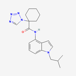 molecular formula C20H26N6O B13354916 N-[1-(2-methylpropyl)-1H-indol-4-yl]-1-(1H-tetrazol-1-yl)cyclohexanecarboxamide 