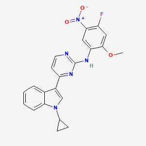 molecular formula C22H18FN5O3 B13354923 4-(1-Cyclopropyl-1H-indol-3-yl)-N-(4-fluoro-2-methoxy-5-nitrophenyl)pyrimidin-2-amine 