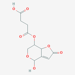 molecular formula C11H12O8 B13355318 4-((4-Hydroxy-2-oxo-4,6,7,7a-tetrahydro-2H-furo[3,2-c]pyran-7-yl)oxy)-4-oxobutanoic acid 