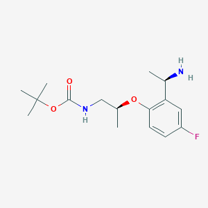 molecular formula C16H25FN2O3 B13355381 tert-butyl ((S)-2-(2-((R)-1-aminoethyl)-4-fluorophenoxy)propyl)carbamate 