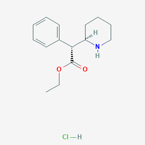 molecular formula C15H22ClNO2 B133554 (R)-Ethyl 2-phenyl-2-((R)-piperidin-2-yl)acetate hydrochloride CAS No. 851764-84-6