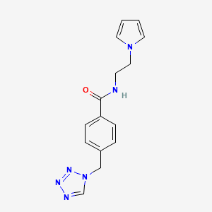 molecular formula C15H16N6O B13355550 N-[2-(1H-pyrrol-1-yl)ethyl]-4-(1H-tetraazol-1-ylmethyl)benzamide 