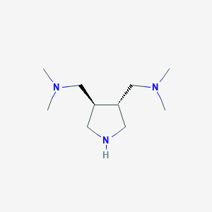 molecular formula C10H23N3 B13355559 rac-{[(3R,4R)-4-[(dimethylamino)methyl]pyrrolidin-3-yl]methyl}dimethylamine 