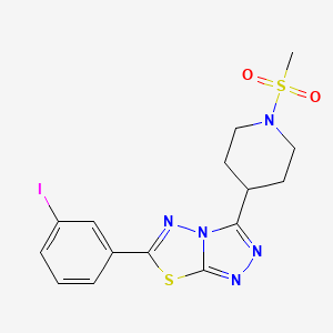 molecular formula C15H16IN5O2S2 B13355625 6-(3-Iodophenyl)-3-[1-(methylsulfonyl)-4-piperidinyl][1,2,4]triazolo[3,4-b][1,3,4]thiadiazole 