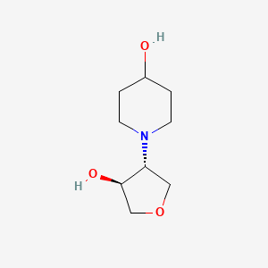 molecular formula C9H17NO3 B13355729 1-[(3R,4S)-4-hydroxyoxolan-3-yl]piperidin-4-ol 