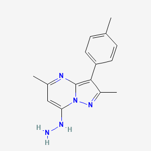 molecular formula C15H17N5 B1335587 7-Hydrazino-2,5-dimethyl-3-(4-methylphenyl)pyrazolo[1,5-a]pyrimidine 