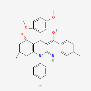 molecular formula C33H33ClN2O4 B13356251 2-amino-1-(4-chlorophenyl)-4-(2,5-dimethoxyphenyl)-7,7-dimethyl-3-(4-methylbenzoyl)-4,6,7,8-tetrahydro-5(1H)-quinolinone 