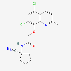 molecular formula C18H17Cl2N3O2 B13356387 N-(1-Cyanocyclopentyl)-2-((5,7-dichloro-2-methylquinolin-8-yl)oxy)acetamide 