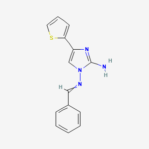 molecular formula C14H12N4S B1335643 1-(Benzylideneamino)-4-thiophen-2-ylimidazol-2-amine 