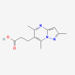 molecular formula C12H15N3O2 B1335644 3-(2,5,7-Trimethyl-pyrazolo[1,5-a]pyrimidin-6-yl)-propionic acid CAS No. 851116-09-1