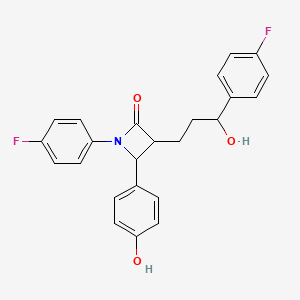 molecular formula C24H21F2NO3 B1335685 1-(4-Fluorophenyl)-3-(3-(4-fluorophenyl)-3-hydroxypropyl)-4-(4-hydroxyphenyl)azetidin-2-one 