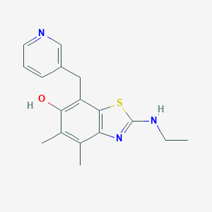 molecular formula C17H19N3OS B133569 2-(Ethylamino)-4,5-dimethyl-7-(3-pyridinylmethyl)-1,3-benzothiazol-6-ol CAS No. 145096-33-9