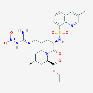 molecular formula C25H35N7O7S B133572 (2R,4R)-1-[(2S)-5-[[亚氨基(硝基氨基)甲基]氨基]-2-[[(3-甲基-8-喹啉基)磺酰]氨基]-1-氧代戊基]-4-甲基-2-哌啶甲酸乙酯 CAS No. 74874-09-2