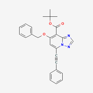 molecular formula C26H23N3O3 B13357627 tert-Butyl 7-(benzyloxy)-5-(phenylethynyl)-[1,2,4]triazolo[1,5-a]pyridine-8-carboxylate 