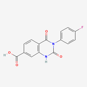 molecular formula C15H9FN2O4 B1335763 3-(4-Fluorophenyl)-2,4-dioxo-1,2,3,4-tetrahydroquinazoline-7-carboxylic acid 