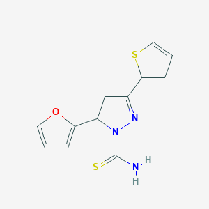 5-(furan-2-yl)-3-(thiophen-2-yl)-4,5-dihydro-1H-pyrazole-1-carbothioamide