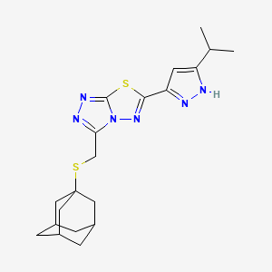 molecular formula C20H26N6S2 B13359049 3-[(1-adamantylsulfanyl)methyl]-6-(5-isopropyl-1H-pyrazol-3-yl)[1,2,4]triazolo[3,4-b][1,3,4]thiadiazole 