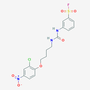 molecular formula C17H17ClFN3O6S B13359451 Benzenesulfonylfluoride, 3-[[[[4-(2-chloro-4-nitrophenoxy)butyl]amino]carbonyl]amino]- CAS No. 25313-31-9