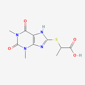 molecular formula C10H12N4O4S B1335969 2-[(1,3-dimethyl-2,6-dioxo-2,3,6,7-tetrahydro-1H-purin-8-yl)sulfanyl]propanoic acid 