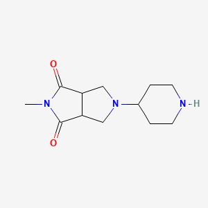 molecular formula C12H19N3O2 B13359861 2-methyl-5-(piperidin-4-yl)tetrahydropyrrolo[3,4-c]pyrrole-1,3(2H,3aH)-dione 