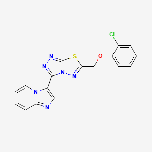 molecular formula C18H13ClN6OS B13359922 3-{6-[(2-Chlorophenoxy)methyl][1,2,4]triazolo[3,4-b][1,3,4]thiadiazol-3-yl}-2-methylimidazo[1,2-a]pyridine 
