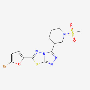 molecular formula C13H14BrN5O3S2 B13360011 6-(5-Bromo-2-furyl)-3-[1-(methylsulfonyl)-3-piperidinyl][1,2,4]triazolo[3,4-b][1,3,4]thiadiazole 
