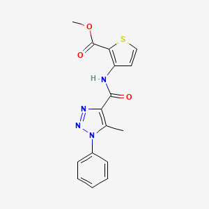 molecular formula C16H14N4O3S B13360120 methyl 3-{[(5-methyl-1-phenyl-1H-1,2,3-triazol-4-yl)carbonyl]amino}-2-thiophenecarboxylate 