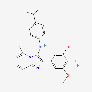 molecular formula C25H27N3O3 B13360170 4-[3-(4-Isopropylanilino)-5-methylimidazo[1,2-a]pyridin-2-yl]-2,6-dimethoxyphenol 