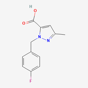 molecular formula C12H11FN2O2 B1336034 1-(4-Fluorobenzyl)-3-methyl-1H-pyrazole-5-carboxylic acid CAS No. 618070-43-2