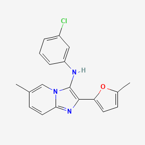 molecular formula C19H16ClN3O B13360472 N-(3-chlorophenyl)-6-methyl-2-(5-methyl-2-furyl)imidazo[1,2-a]pyridin-3-amine 