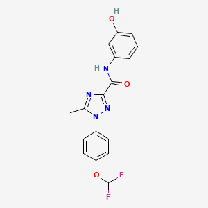 molecular formula C17H14F2N4O3 B13360495 1-[4-(difluoromethoxy)phenyl]-N-(3-hydroxyphenyl)-5-methyl-1H-1,2,4-triazole-3-carboxamide 