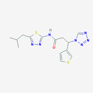 molecular formula C14H17N7OS2 B13360504 N-(5-isobutyl-1,3,4-thiadiazol-2-yl)-3-(1H-tetraazol-1-yl)-3-(3-thienyl)propanamide 