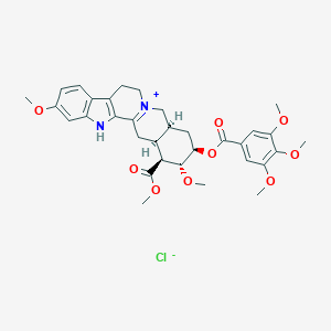 molecular formula C33H39ClN2O9 B133607 Methyl (15S,17R,18R,19S,20S)-6,18-dimethoxy-17-(3,4,5-trimethoxybenzoyl)oxy-11,12,14,15,16,17,18,19,20,21-decahydro-3H-yohimban-13-ium-19-carboxylate;chloride CAS No. 107052-60-8
