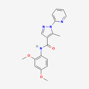 molecular formula C18H18N4O3 B13360748 N-(2,4-dimethoxyphenyl)-5-methyl-1-(2-pyridinyl)-1H-pyrazole-4-carboxamide 