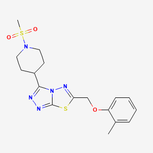 molecular formula C17H21N5O3S2 B13360830 2-Methylphenyl {3-[1-(methylsulfonyl)-4-piperidinyl][1,2,4]triazolo[3,4-b][1,3,4]thiadiazol-6-yl}methyl ether 