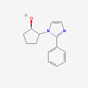 molecular formula C14H16N2O B13360924 (1R)-2-(2-phenyl-1H-imidazol-1-yl)cyclopentan-1-ol 