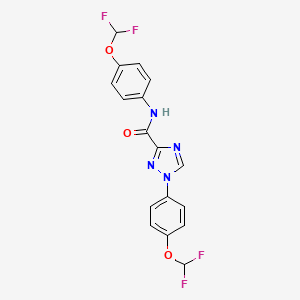 molecular formula C17H12F4N4O3 B13360955 N,1-bis[4-(difluoromethoxy)phenyl]-1H-1,2,4-triazole-3-carboxamide 