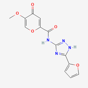 molecular formula C13H10N4O5 B13361045 N-[3-(2-furyl)-1H-1,2,4-triazol-5-yl]-5-methoxy-4-oxo-4H-pyran-2-carboxamide 