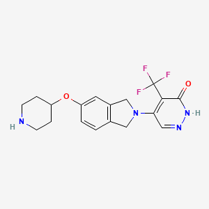 molecular formula C18H19F3N4O2 B13361389 5-(5-(Piperidin-4-yloxy)isoindolin-2-yl)-4-(trifluoromethyl)pyridazin-3(2H)-one 