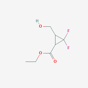 molecular formula C7H10F2O3 B13361401 Ethyl 2,2-difluoro-3-(hydroxymethyl)cyclopropane-1-carboxylate 
