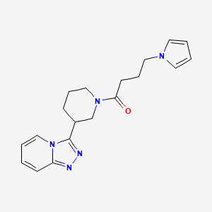 molecular formula C19H23N5O B13361411 3-{1-[4-(1H-pyrrol-1-yl)butanoyl]-3-piperidinyl}[1,2,4]triazolo[4,3-a]pyridine 