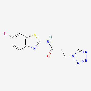 molecular formula C11H9FN6OS B13361414 N-(6-fluoro-1,3-benzothiazol-2-yl)-3-(1H-tetraazol-1-yl)propanamide 