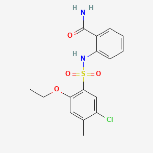 molecular formula C16H17ClN2O4S B13361443 2-{[(5-Chloro-2-ethoxy-4-methylphenyl)sulfonyl]amino}benzamide 
