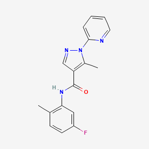molecular formula C17H15FN4O B13361740 N-(5-fluoro-2-methylphenyl)-5-methyl-1-(2-pyridinyl)-1H-pyrazole-4-carboxamide 
