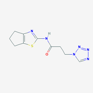 molecular formula C10H12N6OS B13361781 N-(5,6-dihydro-4H-cyclopenta[d][1,3]thiazol-2-yl)-3-(1H-tetraazol-1-yl)propanamide 